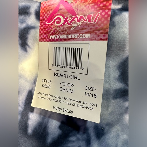 NWT Kanu Surf Girls' Long Sleeve Rashguard UPF 50+ Two Piece Swim Set Size 14/16 - Picture 5 of 5